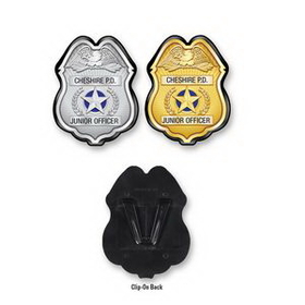Plastic Police Badge w/ Complete Custom Decal, 2 5/8" H x 2 1/8" W