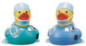 Custom Rubber  Scrubs Duck, 3 3/4" L x 3 3/8" W x 3 1/4" H