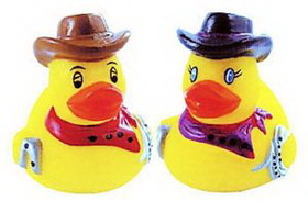 Custom Rubber Mini Rodeo Duck, 1 3/4" L x 1 1/2" W x 1 7/8" H
