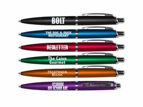 Custom Bolt - Retractable Ball Point Pen with Colored Metallic Barrel, 5 1/4" L