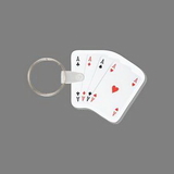 Key Ring & Full Color Punch Tag - Card Playing Hand (Aces)