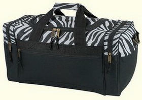 Custom Zebra Duffel Bag, 21" W x 11" H x 9" D