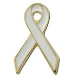 Custom White Awareness Ribbon Lapel Pin, 1