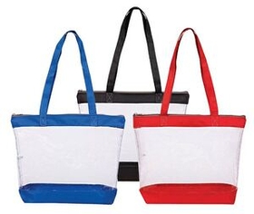 Custom Basic Clear Zipper Tote Bag, 16" W x 12" H x 4" D