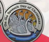 Custom Twelve Days Of Christmas Gallery Print Full Size Ornament (Day 7 - Seven Swans-A-Swimming), 2.25
