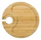 Custom Round Bamboo Party Plate with Built-In Stemware Holder