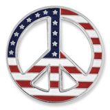 Blank American Flag Peace Sign Pin, 1