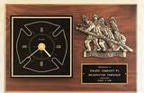 Custom Fireman Award Plaque w/ Quartz Movement Clock & Bronze Casting (12