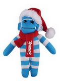 Custom Blue Sock Monkey (Plush) with Christmas Scarf and Hat 16