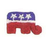 Custom Holiday Embroidered Applique - Small Republican Elephant