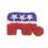 Custom Holiday Embroidered Applique - Small Republican Elephant, Price/piece