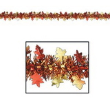 Custom Flame Resistant Metallic Autumn Leaf Garland, 12' L