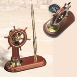 Custom Ship Wheel with Compass Business Pen Holder