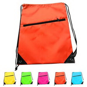 Custom Zippered Drawstring Bag, 13 2/5" W x 17 3/5" H
