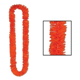 Custom Soft Twist Solid Orange Poly Leis, 1 1/2" W x 36" L