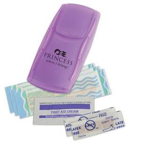 Evans Custom Instant Care First Aid Kit, Screen Printed, 2" W X 4 1/2" H X 3/8" D