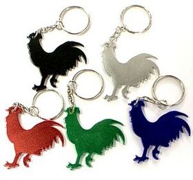 Custom Rooster Shape Aluminum Bottle Opener With Keychain., 2" L X 2" W
