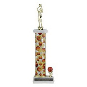 Custom Single Column Basketball Trophy w/Figure & Sport Trim (17")