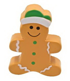Custom Gingerbread Man Stress Reliever Squeeze Toy, 3 1/2" W x 2 3/4" H x 1" D