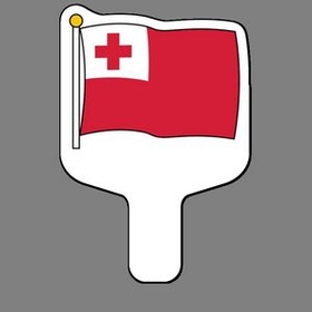 Custom Hand Held Fan W/ Full Color Flag Of Tonga, 7 1/2" W x 11" H