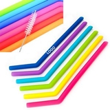 Custom Silicone Reusable Straws With Brush, 9.85