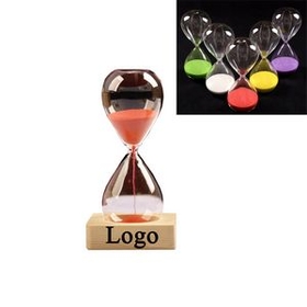 Custom 5 Min Sand Timer with Wooden Base, 2" L x 4 7/10" W