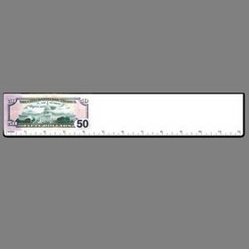 12" Ruler W/ Full Color 50 Dollar Bill - Face Down