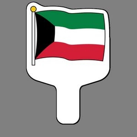 Custom Hand Held Fan W/ Full Color Flag of Kuwait, 7 1/2" W x 11" H