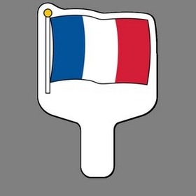 Custom Hand Held Fan W/ Full Color Flag Of France, 7 1/2" W x 11" H