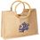 Custom Eco Green Jute / Burlap Shopping Tote Bag with Round Cane Handles, Price/piece