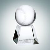 Custom Baseball Optical Crystal Award w/Short Base, 4