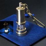 Custom Brass Lantern Lamp LED Key Chain - Laser Engraved, 2 1/4