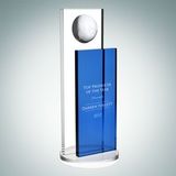 Custom Blue Endeavor Globe Optical Crystal Award (Small), 8