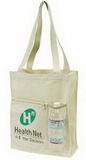Custom Canvas Mesh Tote Bag with Bottle Holder