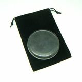 Custom Round Glass Paperweight In Velveteen Pouch, 3.75