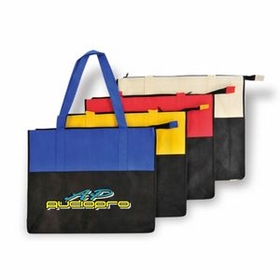 Custom Two Tone Polypropylene Zippered Tote, Grocery Shopping Bag, 18" L x 15" W x 4" H