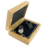 Custom Deluxe Silver Whistle Gift Set In Oak Box, 4 3/4