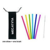 Custom Silicone Straw with Re-usable Pouch, 0.35