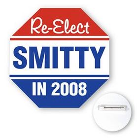 Custom 3" X 3" Octagon Shape Chipboard Advertising Political Campaign Button