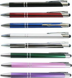 Custom Metal Fancy Line Pen w/ Silver Accent & Stylus - Screened, 5.5