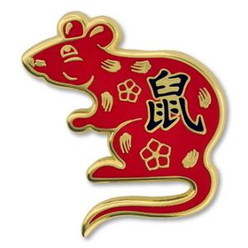 Blank Chinese Zodiac Pin - Year of the Rat, 7/8" H x 1" W