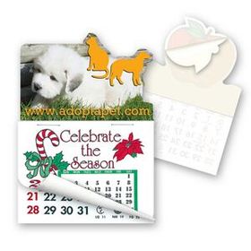 Dog & Cat Shape Custom Printed Calendar Pad Sticker W/ Tear Away Calendar, 4" L X 3" W