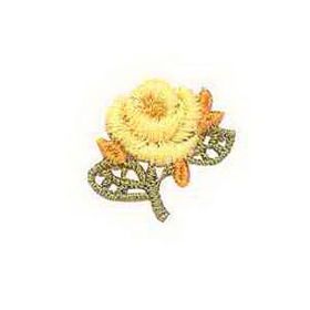 Custom Floral Embroidered Applique - Yellow Flower W/ Stem