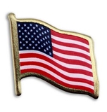Custom USA Flag Lapel Pin w/Printed Imprint and Lamination