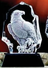 Custom Glacier Hand Blown Glass American Eagle Award (6.5")
