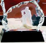 Custom Ice Hockey Hand Blown Glacier Award w/ Genuine Marble Base (7