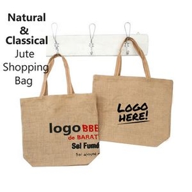 Custom Natural Jute Reusable Shopping Tote Bag, 11 7/8" L x 9 7/8" W