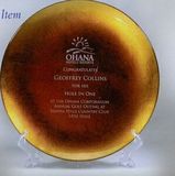 Custom Small Jade Glass Gold Leaf Round Plate Award