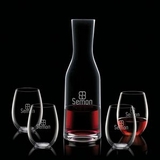 Custom Caldmore Carafe & 4 Stemless Wine