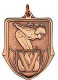 Custom 100 Series Stock Medal (Female Swimming) Gold, Silver, Bronze